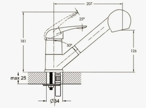 Смеситель для кухни D-Lin D158403 на мойку хром - фото 2