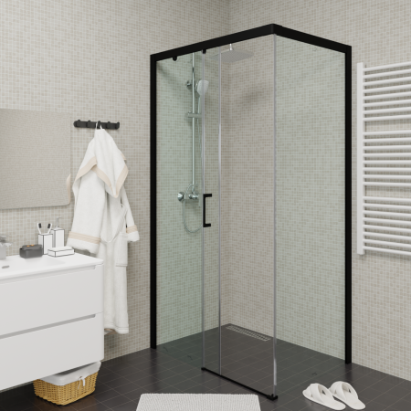 Душевой уголок Cerutti SPA VITO110B-L 110х80 стекло прозрачное профиль черный без поддона