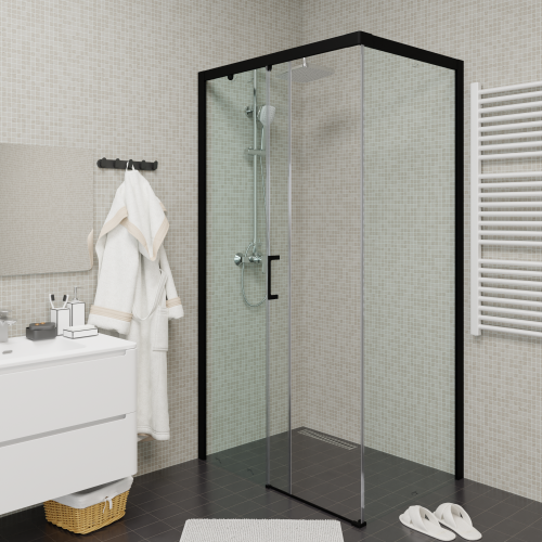 Душевой уголок Cerutti SPA VITO110B-L 110х80 стекло прозрачное профиль черный - фото 5