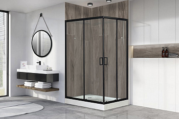 Душевой уголок Royal Bath HP RB8120HP-T-BL-L 120х80 стекло прозрачное профиль черный с поддоном