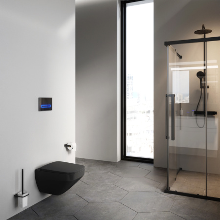 Унитаз подвесной Am.Pm Inspire V2.0 C50A1700MBSC черный матовый с сиденьем микролифт безободковый каскадный смыв