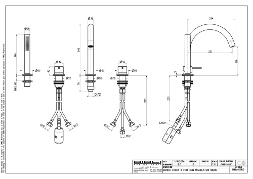 Смеситель Oioli Micro MIBV006RO/C97 на борт ванны сталь оружейная - фото 2