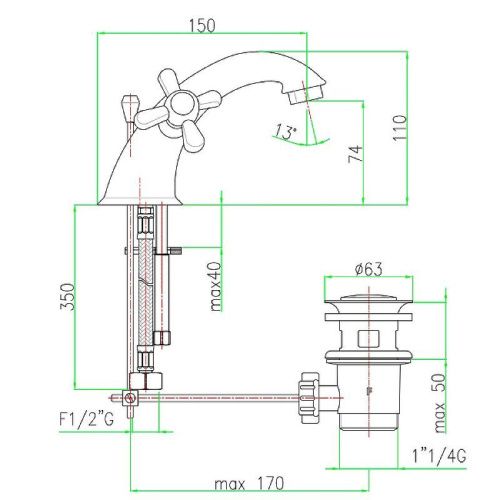 Смеситель Webert Armony AM700108010 на раковину золото - фото 3