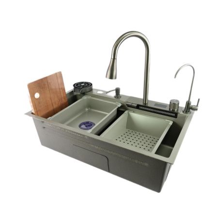 Кухонная мойка Fmark FSC002T 75х45 цвет серый поверхность матовая