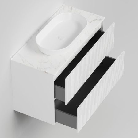 Тумба со столешницей La Fenice TERRA TWIN NFNC-01-TER-B-100-2-3-GG 100х50 подвесная цвет белый