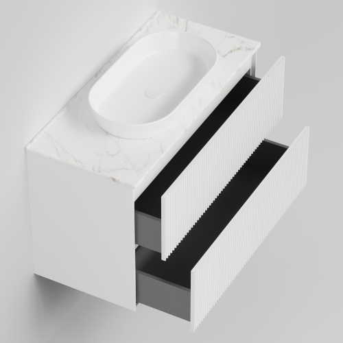 Тумба со столешницей La Fenice TERRA TWIN NFNC-01-TER-B-100-2-3-GG 102х62х47 подвесная цвет белый - фото 2