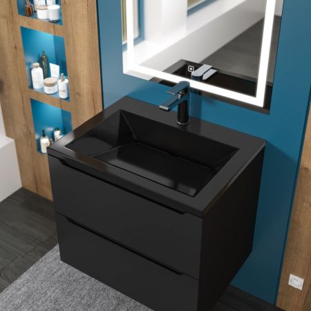 Раковина из искусственного камня Uperwood Olivia ROlivia60bg 60х50 полувстраиваемая цвет черный