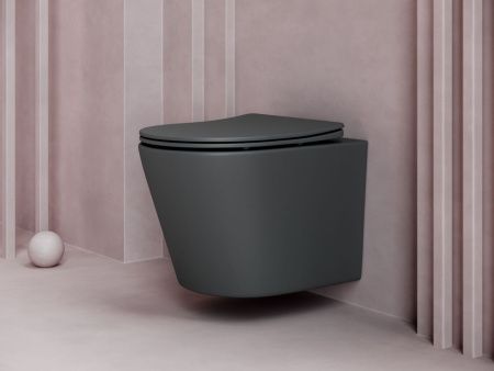 Унитаз подвесной Ceramica Nova BALEARICA CN6000MDH темно-серый с сиденьем микролифт безободковый душевой смыв