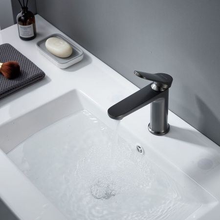 Смеситель Shevanik S43T S4301T на раковину оружейная сталь