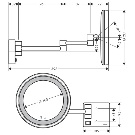Косметическое зеркало Hansgrohe AddStoris 41790340