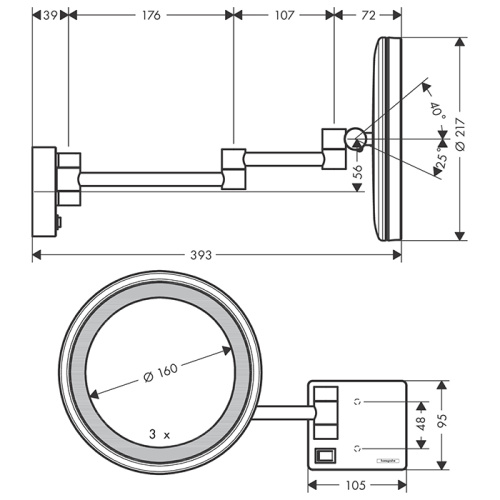 Косметическое зеркало Hansgrohe AddStoris 41790140 - фото 2