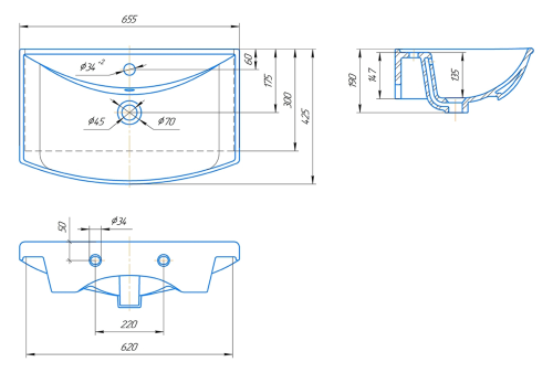 Раковина мебельная керамическая Kirovit Стиль 65 4640021062296 66х43 накладная цвет белый - фото 2