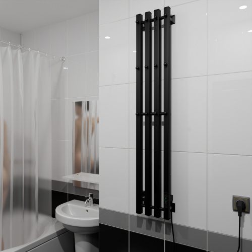 Полотенцесушитель Altasan АргоЛюксПроф АргоЛюксПроф12021ЧМ подвесной 21х120 электрический черный муар - фото 2