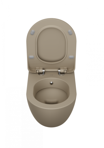 Чаша унитаза подвесная Creavit Free FE320-00CM00E-0000 цвет коричневый матовый без сиденья душевой смыв - фото 3