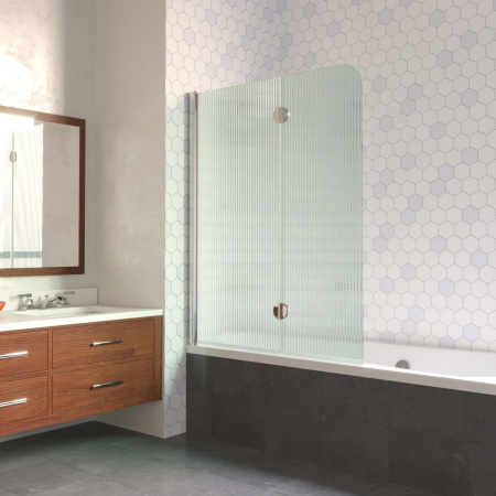 Душевая шторка на ванну Vegas-Glass E2V LUX E2V LUX 120 8 Moru L 120х151 стекло рифленое профиль хром глянцевый ориентация левая