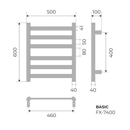Полотенцесушитель электрический Fixsen FX-7400W 50х60 белый