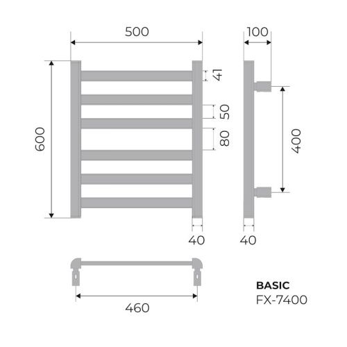Полотенцесушитель Fixsen FX-7400F 50х60 электрический графит - фото 3