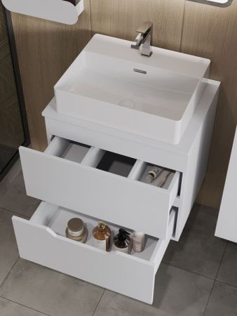 Тумба с раковиной Orange Line Li-60TuwMDF+B04-500W 60х50 подвесная цвет белый