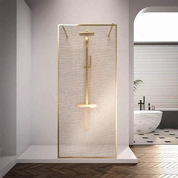 Душевая перегородка Veconi Korato KR90GL-120-10-C4 120х200 стекло рифленое профиль золото брашированное