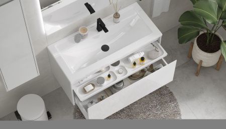 Тумба под раковину Velvex KLAUFS tpKLA.100.1Y.NEW-616.216 100х40 подвесная цвет белый