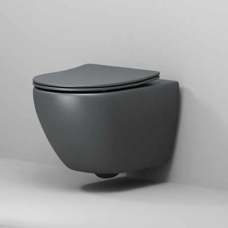 Унитаз подвесной Grossman Торнадо GR-4457GMSQ серый с сиденьем микролифт безободковый смыв торнадо