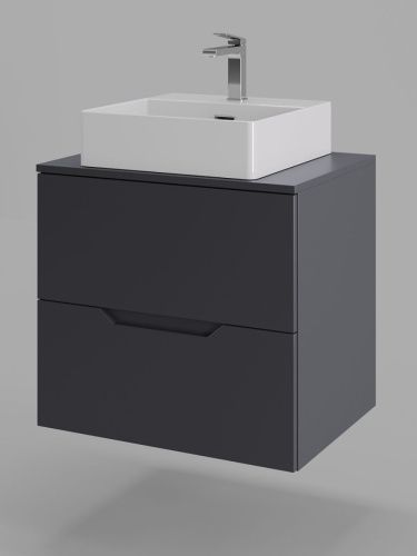 Тумба с раковиной Orange Line Li-60TugMDF+B04-405W 60х50 подвесная цвет черный