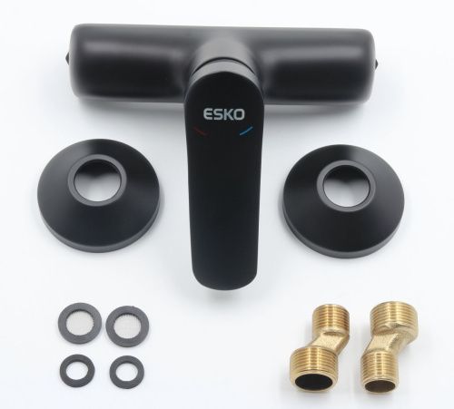 Смеситель для ванны и душа Esko LG80B настенный черный - фото 4