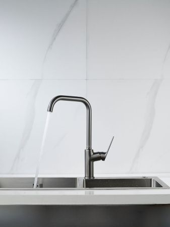 Смеситель для кухни Knotlor MUSE KN-61/GM на мойку вороненая сталь