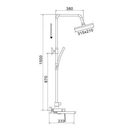 Душевая стойка Rose R1836C настенная цвет белый