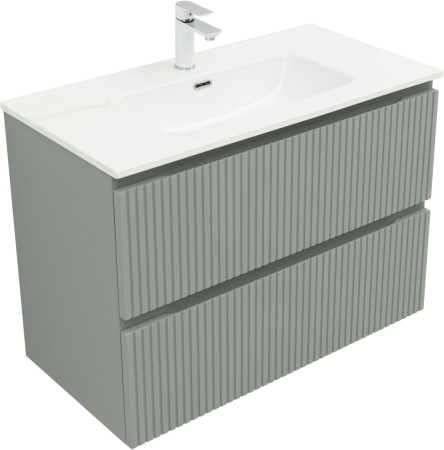 Тумба под раковину Aquanet Джейн (Flat) 00335435 90х46х64 подвесная цвет зеленый/серый