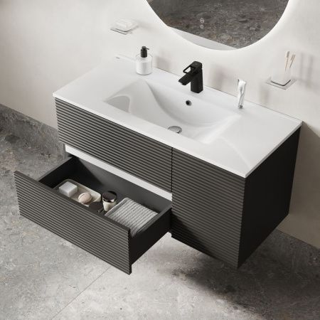 Тумба с раковиной Iddis Bild BIL10G0i95K 100х50 подвесная цвет серый