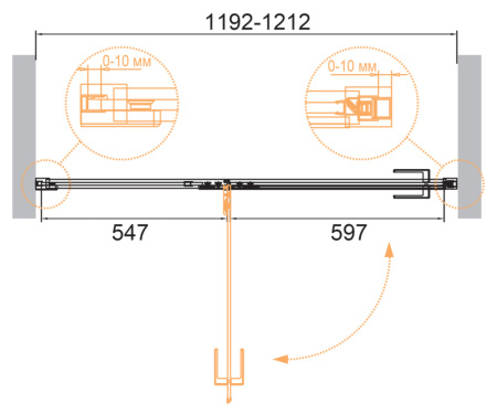 Душевая дверь Cezares BELLAGIO BELLAGIO-B-12-120-C-NERO 120х197 стекло прозрачное профиль черный