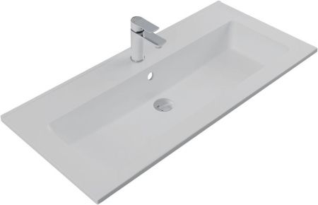 Раковина из искусственного камня Aquanet Текла 00328016 100х50 полувстраиваемая цвет белый 1 отверстие под смеситель