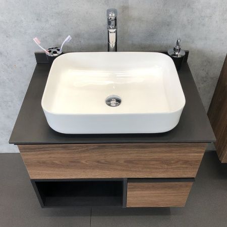 Тумба с раковиной Comforty Штутгарт 00-00001884CF 80х50 подвесная цвет коричневый