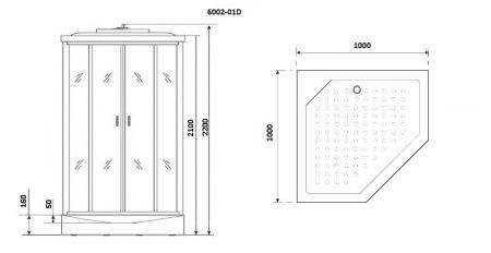 Душевая кабина Niagara Premium 60020114D 100х100 пятиугольная с крышей ориентация универсальная