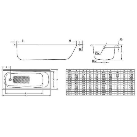 Ванна стальная BLB Europa B30E22001 130х70 пристенная прямоугольная без ножек