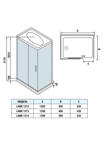 Душевая кабина WeltWasser WW500 LAINE 1212 (10000003275) 90х120 - фото 2