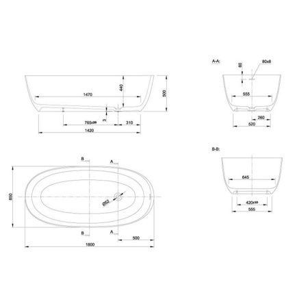 Ванна из искусственного камня Knief Prime 0600-011-01 180х85 отдельностоящая овальная