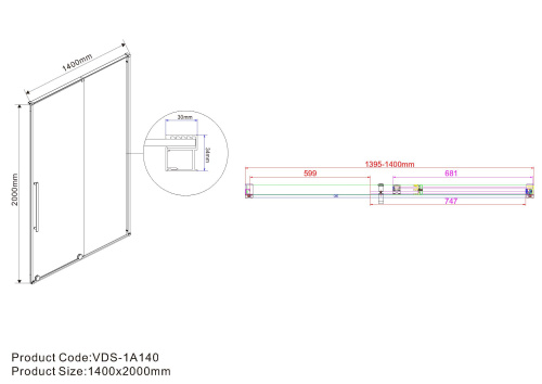 Душевая дверь Vincea Arno VPS-1A140CL 140х200 стекло прозрачное профиль хром глянцевый - фото 5