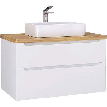 Тумба под раковину Jorno WOOD wood.01.100/P/W 100х52х56 подвесная цвет белый