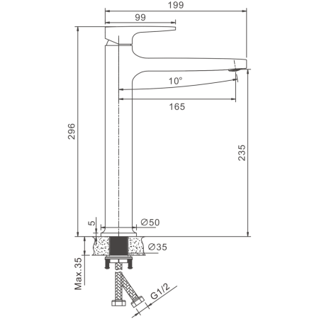 Смеситель BELZ B11713-5 на раковину золото