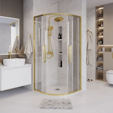 Душевой уголок Grossman Cosmo 301.K33.02.9090.32.00 90х90 стекло прозрачное профиль золото без поддона