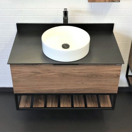 Тумба с раковиной Comforty Порто 00-00008927CF 90х50 подвесная цвет коричневый