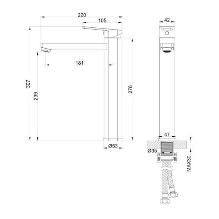 Смеситель для раковины Wonzon & Woghand Frame WW-88239010-BG на столешницу золото