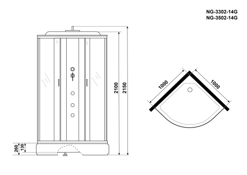 Душевая кабина Niagara Classic 35021434G 100х100 четверть круга - фото 4