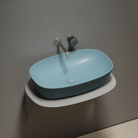 Раковина из сантехнического фарфора Ceramica Nova ELEMENT CN6049MLG 60х40 накладная цвет зеленый без отверстий под смеситель