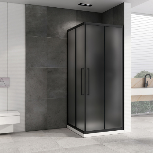 Душевой уголок Abber Schwarzer Diamant AG02100BMH 100х100 стекло матовое профиль черный без поддона - фото 2