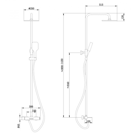 Душевая стойка ABBER AF8816NGL настенная цвет никель