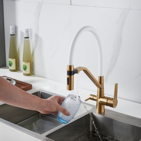 Смеситель для кухни Shevanik S278G на мойку золото