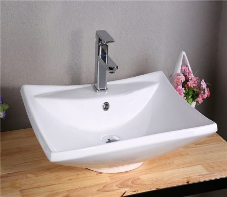 Раковина из санфаянса CeramaLux 9111 61х44 накладная цвет белый 1 отверстие под смеситель